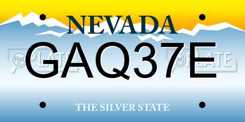 GAQ37E Nevada License Plate