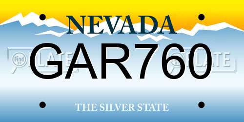GAR760 Nevada License Plate