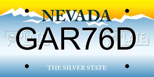 GAR76D Nevada License Plate