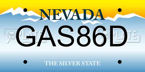 GAS86D Nevada License Plate