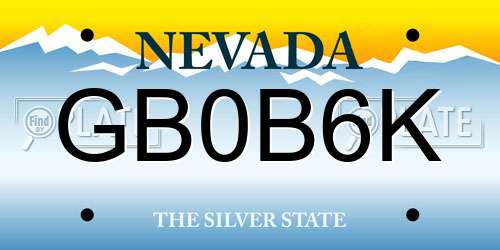 GB0B6K Nevada License Plate