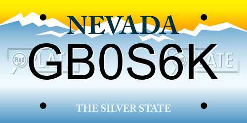 GB0S6K Nevada License Plate