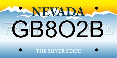 GB8O2B Nevada License Plate