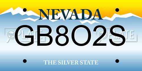 GB8O2S Nevada License Plate