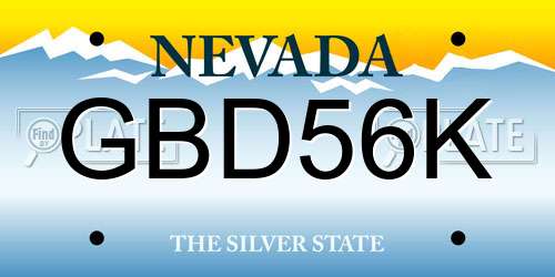 GBD56K Nevada License Plate