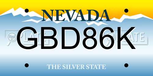 GBD86K Nevada License Plate