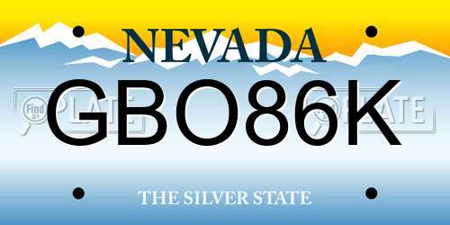 GBO86K Nevada License Plate