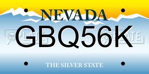 GBQ56K Nevada License Plate