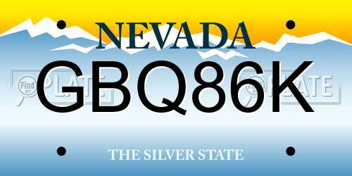 GBQ86K Nevada License Plate