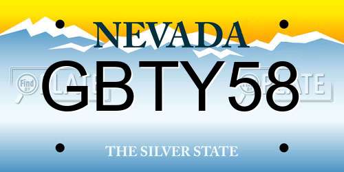 GBTY58 Nevada License Plate