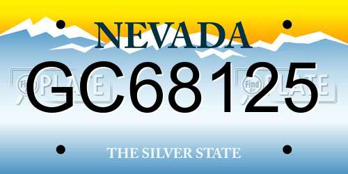 GC68125 Nevada License Plate