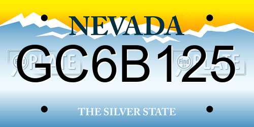GC6B125 Nevada License Plate