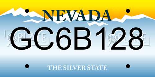 GC6B128 Nevada License Plate