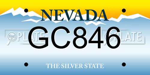 GC846 Nevada License Plate
