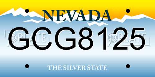 GCG8125 Nevada License Plate