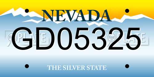 GD05325 Nevada License Plate