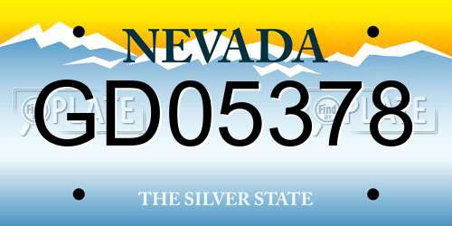 GD05378 Nevada License Plate