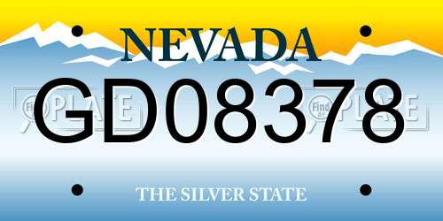 GD08378 Nevada License Plate