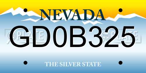 GD0B325 Nevada License Plate