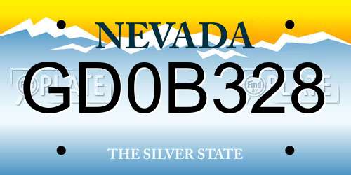 GD0B328 Nevada License Plate