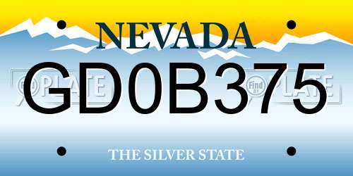 GD0B375 Nevada License Plate