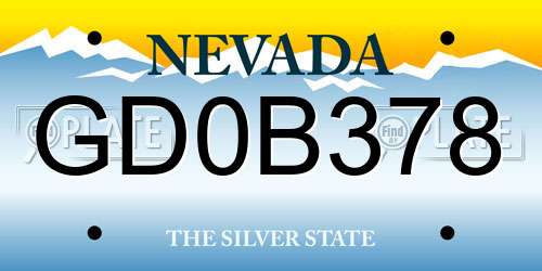 GD0B378 Nevada License Plate