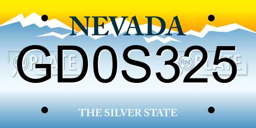 GD0S325 Nevada License Plate