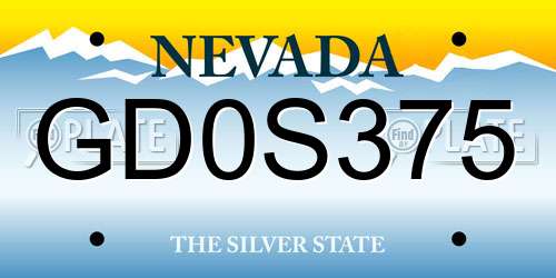 GD0S375 Nevada License Plate