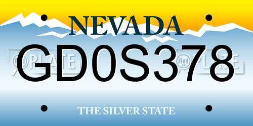 GD0S378 Nevada License Plate