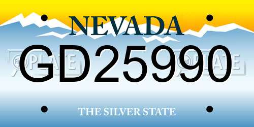 GD25990 Nevada License Plate