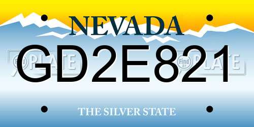 GD2E821 Nevada License Plate