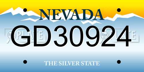 GD30924 Nevada License Plate
