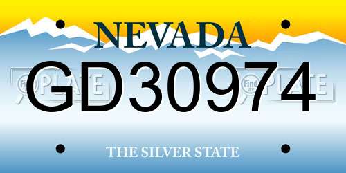 GD30974 Nevada License Plate