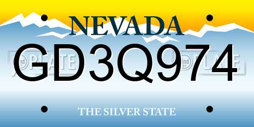 GD3Q974 Nevada License Plate