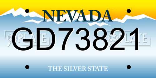 GD73821 Nevada License Plate