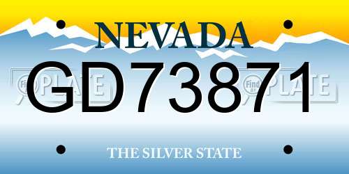 GD73871 Nevada License Plate
