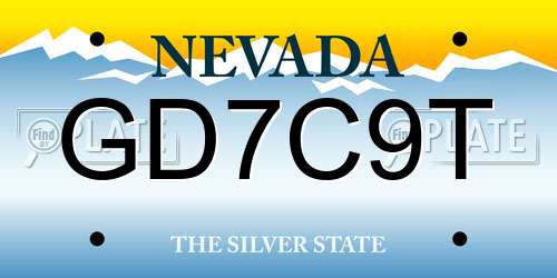 GD7C9T Nevada License Plate