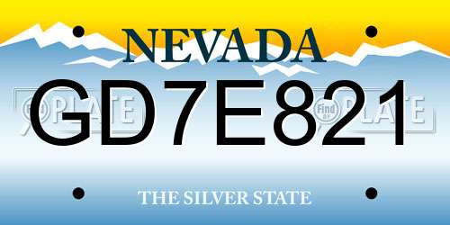 GD7E821 Nevada License Plate