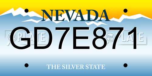 GD7E871 Nevada License Plate