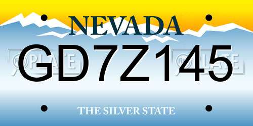 GD7Z145 Nevada License Plate