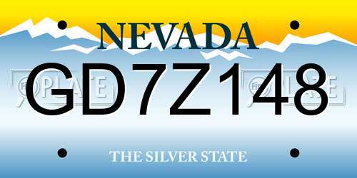 GD7Z148 Nevada License Plate