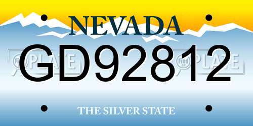 GD92812 Nevada License Plate