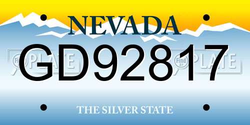 GD92817 Nevada License Plate