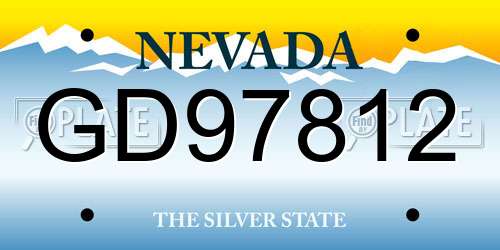 GD97812 Nevada License Plate