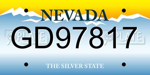GD97817 Nevada License Plate