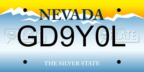 GD9Y0L Nevada License Plate