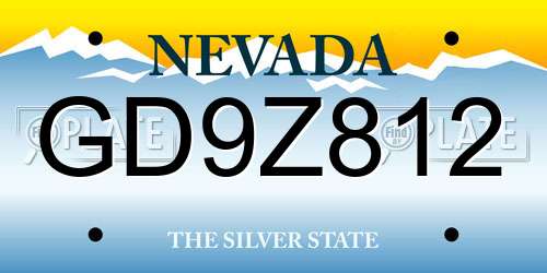 GD9Z812 Nevada License Plate