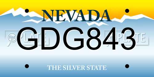 GDG843 Nevada License Plate