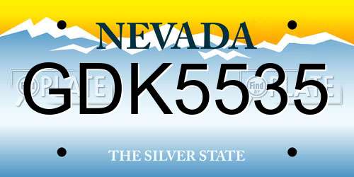 GDK5535 Nevada License Plate