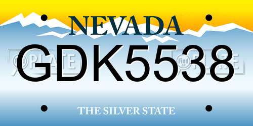 GDK5538 Nevada License Plate